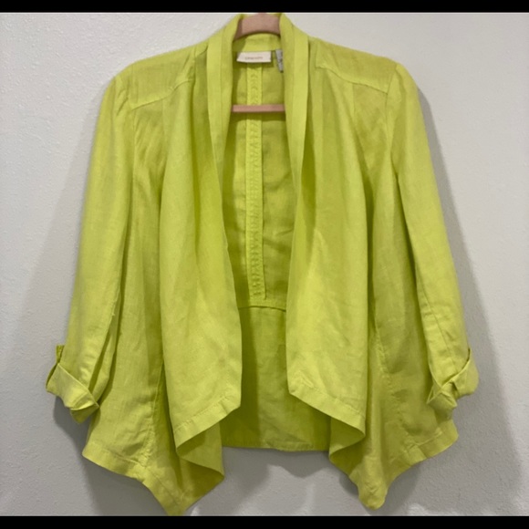 Chico's Jackets & Blazers - Chicos Lime Green Linen Blazer Top S